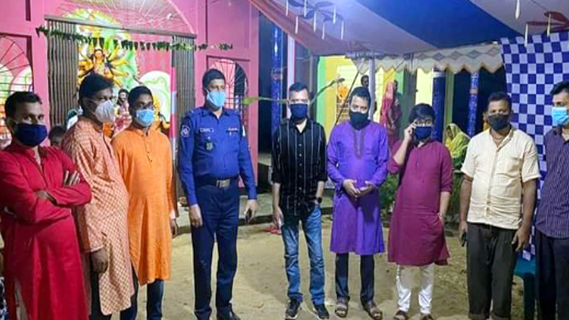 বড়লেখায় বিভিন্ন পূজামন্ডপ পরিদর্শনে ইউএনও শামিম আল ইমরান