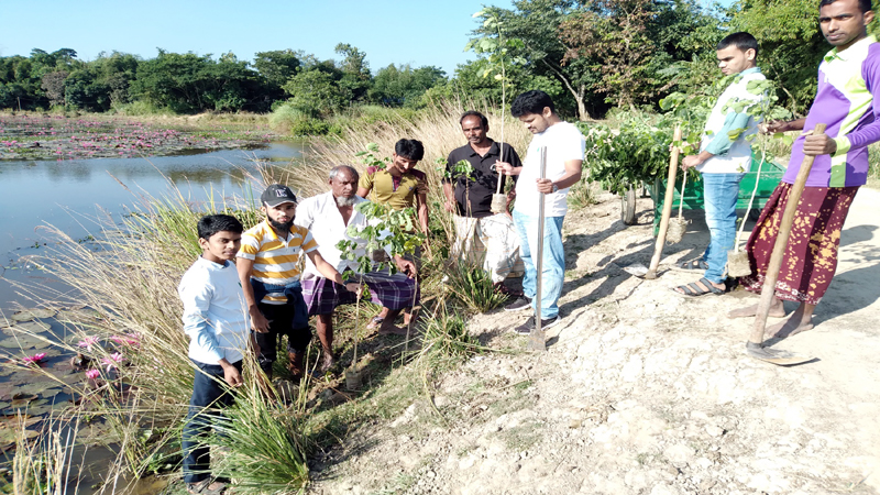 সিলেটের খাদিমপাড়া ইউনিয়নে সড়কের দুই পাশে বৃক্ষরোপণ মিশন ওয়ান মিলিয়নের