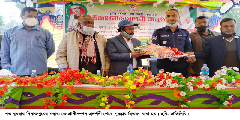 দিনাজপুরের নবাবগঞ্জে প্রাণীসম্পদ প্রদর্শনী শেষে পুরষ্কার বিতরণ