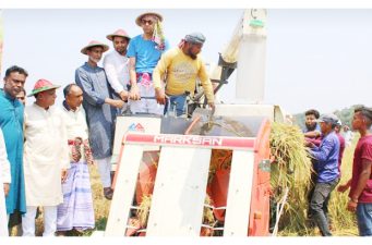 ১৫ কৃষকের ৪০ একর পাকা ধান কেটে দিল কৃষক লীগ