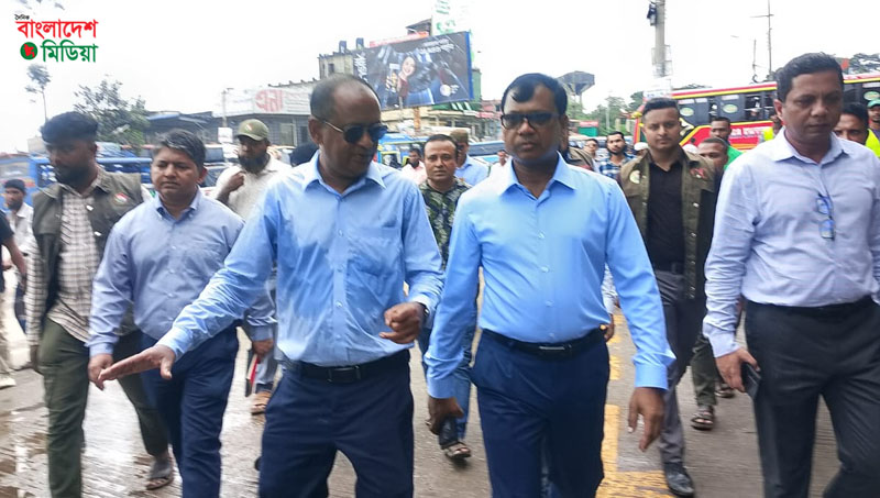 সিলেটের কেন্দ্রীয় বাস টার্মিনাল কদমতলী এলাকা পরিদর্শনে জেলা প্রশাসক