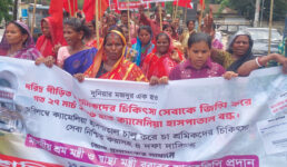 মৌলভীবাজারে চার দফা দাবীতে চা শ্রমিকদের বিক্ষোভ মিছিল