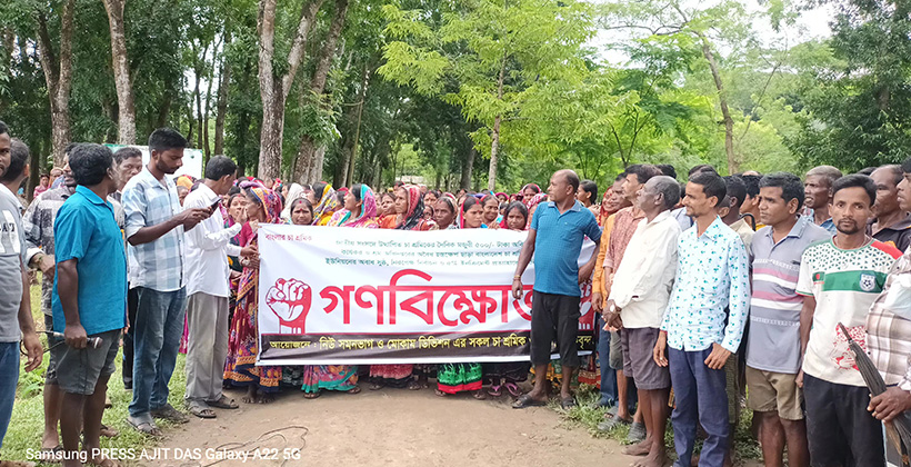 দৈনিক ৫শ টাকা মজুরীর দাবীতে বড়লেখায় চা শ্রমিকদের গণবিক্ষোভ