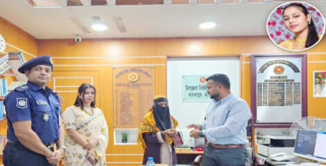 সৌদি ফেরত নির্যাতিত রেহেনাকে ১০ হাজার টাকা সহায়তা দিলেন মাধবপুরের ইউএনও